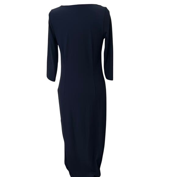 Boston Proper Beyond Travel Navy Blue Sheath V Neck Grommet Dress Size Small - Picture 6 of 15
